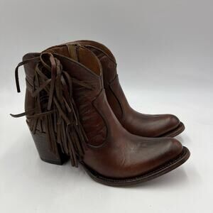Corral Women's Honey Zipper Fringes Western Leather Boots Brown Size 9.5 M